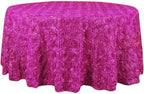 Efavormart 120" Wholesale Round Table Cover Fushia Grandiose Rosette 3D Satin Tablecloth for Wedding Party Event Decoration