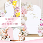 SoarDream 7.2FT Wedding Arch Cover White Spandex Fitted Wedding Arch Stand Covers Fitted for Round Top Chiara Arch Cover Fabric Stretchy Backdrop for Bridal Baby Shower Birthday Party Balloon Decor