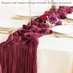 Burgundy 12 Pack Cheesecloth Table Runner 10FT Rustic Gauze Cheese Cloth Table Runner for Wedding Bridal Baby Shower Table Decor 20 x 120 Inch Long Boho Fabric Sheer Birthday Party Table Decorations