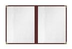 Goodsmart Restaurant Menu Covers - 25 Pack Burgundy 8.5" x 11", 2-Page/4-View, Side-Loading Vinyl Menu Holders, Clear Sleeves, Double-Stitched Edge, Leather-Style Café Menu Covers with Gold Corners