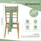 50 PCS Cheesecloth Chair Sashes Bows Wedding Aisle Decorations Chair Ribbon Ties Back Sash for Wedding Party Events Banquet Chair Cover Decoration (Sage Green)