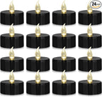 Nancia 24PACK Flameless LED Tea Lights Candles, Realistic and Bright Flickering Long Lasting 200Hours Battery-Powered, Ideal Party, Wedding, Birthday, Gifts Home Decoration Black