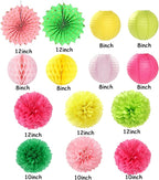 Hawaiian-Summer Beach Pool Party-Decorations Streamers - 14pcs Tropical Jungle Aloha Birthday Supplies Paper Lanterns Fan,Tissue Pom Poms,Baby Shower Honeycomb Ball Decor Lasting Surprise