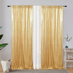 Eternal Beauty Sequin Backdrop Curtains, 2x8 Ft-2 Panels Gold Back Drop for Shimmer Photography Party Wedding Birthday Decor