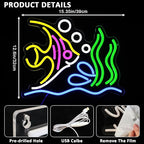 Tropical Fish Neon Sign for Wall Decor, Fish Led Signs for Room, USB Dimmable Neon Lights for Fish Shop Bar Home Pub Club Man Cave Party Store Office Restaurant Ocean Museum Decoration