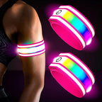 LED Armband for Running(2 Pack),Light Up Arm Bands for Night Walking Running,Rechargeable Lights for Runners,High Visibility Reflective Running Gear Adjustable Light Up Wristbands
