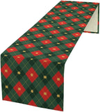 Christmas Table Runner,Green Red Xmas Plaid Table Cloth Kitchen Dining Table Decoration for Home Party Decor 13x60 Inch