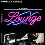 Lounge Neon Sign for Wall Decor, 16.54" x 6.69" Rest Led Signs for Room, USB Dimmable Neon Lights for Lounge Room Bar Hotel Cafe Nightclub VIP Room Man Cave Home Bedroom Decoration