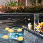 Enido Flameless LED Floating Candles Battery Operated Waterproof Outdoor Plastic Tealights Pack of 24 for Wedding(Ivory)