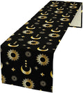 Magic Gold Sun Moon Stars Table Runner Mystical Farmhouse Rustic TableRunner for Party Holiday Dining Room Kitchen 13x36 Inch