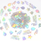 Happy Birthday Confetti for Table Iridescent Balloon Star Shaped Table Scatter Suitable for Disco Themed Birthday/Anniversary Party Decorations