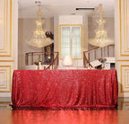 SquarePie Sequin Tablecloth 90 x 132 Inch Red Sparkly Table Linen for Christmas Wedding Party