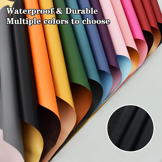BEISHIDA 20Pcs Green and Brown Double Sided Floral Wrapping Paper Matte Waterproof Flower Bouquet Wrapping Paper for Floral Wrap Florist Packing Supplies Birthday Valentine's Christmas Gift Wrapping