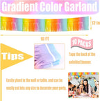 10 Pack 10 Feet Foil Fringe Garland Metallic Tinsel Streamers Banner Wall Hanging Curtain Backdrop for Parade Floats, Bachelorette, Wedding, Birthday, Easter, Carnival Party Decorations(Rainbow)