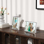 NIUBEE Picture Frames 5x7 Acrylic, Clear Photo Frame for Living Room, Diamond Edge Design, Magnetic Family Thick Desktop floating Frame, 3 Pack