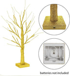 Sunnyglade 2PCS 2Ft 24 LED Birch Tree Light Fairy Tree Bonsai Tree Light Warm White for Home Wedding Festival Party Christmas Decoration (Golden)