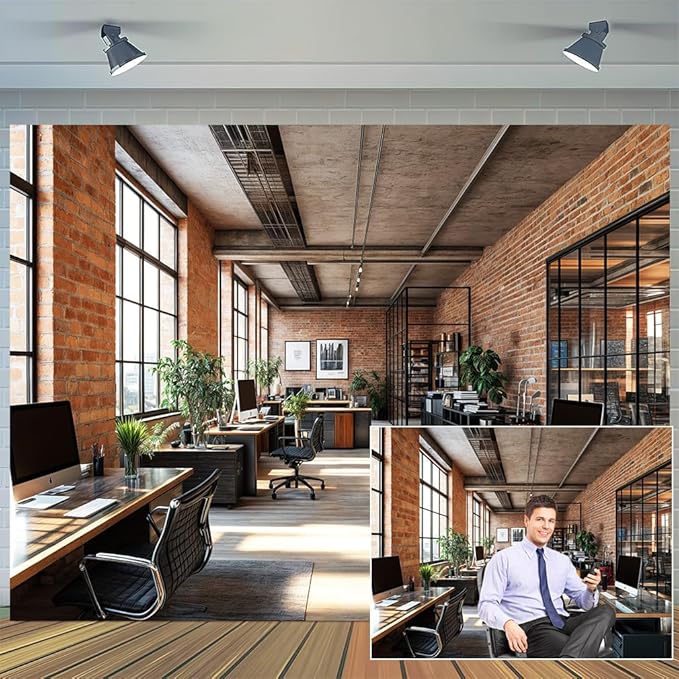 10X6.5ft Office Video Photo Backdrop Photography Background for Recording Conference, Zoom Home Podcast Backdrops Photo Booth Prop Decorations Wall Decor Tablecloth