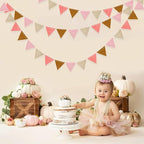 Boho Party Decorations Brown Blush Pink Felt Hanging Triangle Mini Bunting Pennant Banner Flag for Birthday Engagement Baby Shower Bachelorette Wedding Holiday Hen Party Classroom Nursery Decor