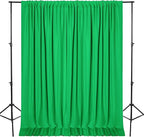DWCN 10x8 FT Green Backdrop Curtains for Parties, Photography Backdrop Drapes with Rod Pockets for Wedding Decorations Stage Birthday Family Gatherings, 2 Panels 5ft x 8ft