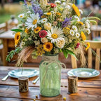 Vintage Glass Flower Vase，12 Pack Green Farmhouse Glass Centerpiece Vases Mason Jars for Weddings, Parties & Home Decor Bulk (12, Green)