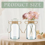 12PCS Transparent Glass Flower Vases for Centerpieces Boho Cylinder Bud Vases in Bulk Mason Jars for Weddings, Parties & Vintage Home Decor(Transparent 12)
