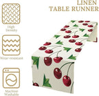 Red Cherry Table Runner Watercolor Tropical Fruit Spring Summer Wild Berry Dinner Runner for Girl Baby Party Holiday Home Kitchen Dining Table Decor 13x120