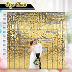 Kate Square Light Gold Sequin Wall Panels Shimmer Wall Birthday Party Backdrop Decorations (Pack of 12)