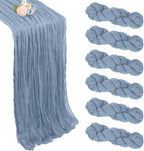 6 Pack Dusty Blue Table Runner 10ft Boho Gauze Fabric Cheesecloth Table Runner 35 x 120 Inch Rustic Sheer Runner for Wedding Decor Baby Shower Party Table Centerpiece Decorations