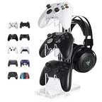 OAPRIRE Universal 3 Tier Controller Stand and Headset Stand for XBOX ONE X SWITCH PS4 PS5 PC, Controller Holder Gaming Accessories, Build Your Game Fortresses (Clear)