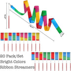20Pack Rainbow Ribbon Streamers, Dance Ribbon Streamers Wands for Kids Party Supplies Goodie Bag Stuffers, Gymnastics Twirling Ribbon Stick Dance Streamers Party Favors for Kids Adults
