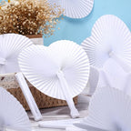Unittype 150 Packs Wedding Paper Fans Heart Shaped Folding Handheld Fans for Wedding Decorate Guests Favor Anniversary Birthday Party Supplies Home Decor(White)