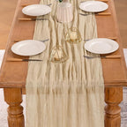 MLMW 6 Pack Champagne Gold Table Runner Cheesecloth Boho Gauze Rustic Cheese Cloth 160 inch Sheer Wedding Table Runner 13.3ft for Thanksgiving Party Baby Bridal Shower Birthday