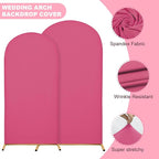 Wedding Arch Covers Arch Backdrop Cover Arch Stand Covers 7.2FT 6FT Set of 2 Arch Cover Spandex Fabric Stretchy Backdrop for Wedding Birthday Party Decoration Baby Shower (Rose Red)