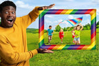 Merrimax - Inflatable Rainbow Picture Frames for Photo Booth - Fun Photo and Props for Pride Party, Birthday and Holiday Decorations Outdoor - Selfie Favors for Memories and Experiences