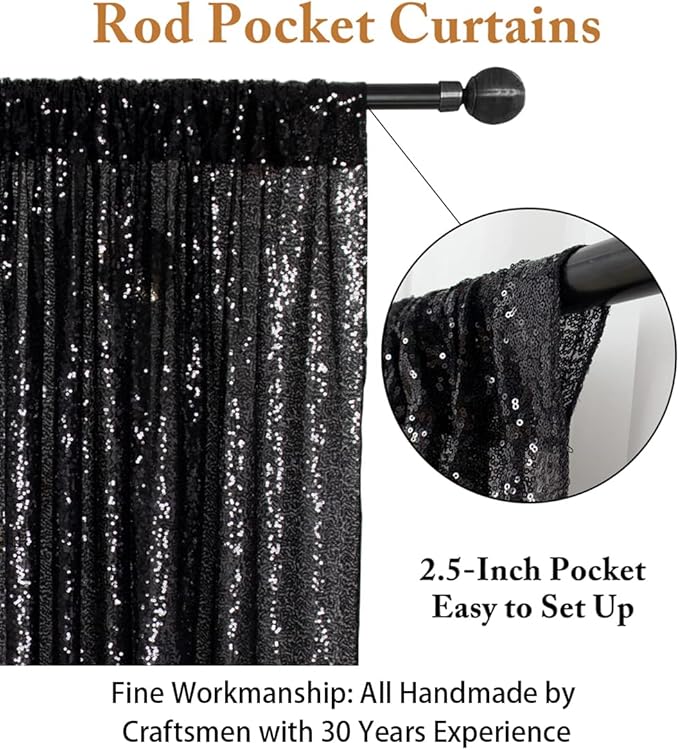 ShinyBeauty Black Sequin Backdrop 10FTx10FT Photo Backdrops for Wedding Sparkle Backdrop for Photograph Glitter Curtains for Baby Shower Party Shimmer Fabric Background
