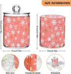Gredecor 2 Pack Qtip Holder Clear Christmas Golden Pink Snowflakes Apothecary Jars with Lids Acrylic Christmas Winter Bathroom Jars Vanity Canister Storage Organizer for Cotton Ball,Swabs,Pads,Floss