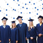 Navy-Blue White-Silver Birthday Party-Decorations Streamers - 52FT Graduation Hanging Paper Garland Banner,Baby Bridal Shower Wedding Engagement Bachelorette Supplies Backdrop Decor Hugtmr