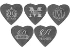 My Personal Memories Custom Engraved Slate Stone Drink Coasters Set of 4 - Monogrammed and Personalized (Heart)