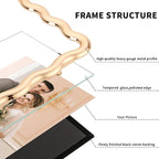 8 x 10'' Heavy-Duty Zinc Alloy Gold Photo Frames with Acid Free Mat for 5x7'',Wave Design Gold Picture Frame 8x10'' with Black Velvet Back