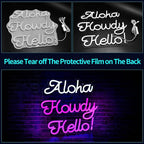 Aloha Howdy Hello Neon Signs for Wall Decor LED Neon Sign for Room Neon Light Sign for Wall Decor Birthday Party USB Powered
