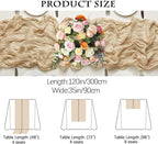 16PCS Beige Cheesecloth Table Runner - 35x120Inch Boho Gauze Cheese Cloth Table Runner Long Rustic Sheer Table Runners for Wedding Party Baby Bridal Shower Table Decor
