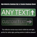 Custom Signs Metal, Personalized Reflective Street Signs for Outdoor, 4x18 Inches, Single/Double Sided, Fade Resistant .040 Aluminum, Ideal for Address, Parking