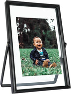 Black Floating Frame (4"x6",Vertical), For Picture 3.5x5, 2x3, 1x2, Tabletop Shelf Photo Frame, Classy Gift For Festival, Wedding, Home or Office Décor