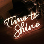 Time To Shine Neon Sign Warm White Led Sign Neon Lights for Lover Dimmable Letter Light Up Sign USB Powered with Switch Neon Signs for Bedroom Wall Decor Party Wedding Church（16.5’’X10.2’’）