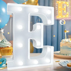 Pooqla LED Marquee Letter Lights, Warm White and Cool White Decorative Lighted Letters, Light Up Alphabet Letters for Boys Girls, Party, Wedding, Bar, Night Light, Birthday Decoration, Letter E