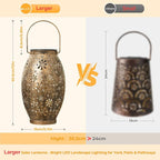 Solar Lanterns Outdoor Waterproof - 2 Pack Hanging Solar Lights Outdoor, Halloween Decorative Retro Metal Lanterns with Handles for Yard, Patio, Tabletop, Pathway, Gardening Gifts for Women Men