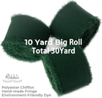 Ribbli Forest Green Chiffon Silk Ribbon, 1.5 Inch x 30 Yard - Handmade, Fringe, Wedding Invitations, Gift Wrapping, Bridal Bouquets, Flower Arrangement