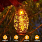 Solar Lanterns Outdoor Waterproof - 2 Pack Hanging Solar Lights Outdoor, Halloween Decorative Retro Metal Lanterns with Handles for Yard, Patio, Tabletop, Pathway, Gardening Gifts for Women Men