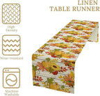 Autumn Table Runner,Seasonal Pumpkins Thanksgiving Kitchen Dining Table Decoration for Home Party Decor 13x36 Inch