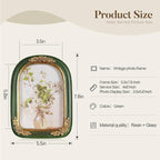 Cuspin Vintage 4x6 Picture Frame, Green and Gold Arch Frames, Ornate Floral Resin Photo Frame with Glass Front for Tabletop or Wall Display, Antique Decorative Frame for Home Decor or Gift